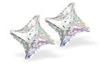 Austrian Crystal Star Twist Stud Earrings in Aurora Borealis, Sterling Silver Earwires