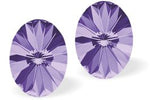 Sparkly Austrian Crystal Oval Rivoli Style Stud Earrings by Byzantium in Warm Tanzanite Purple with Sterling Silver Earwires