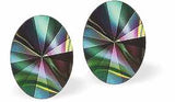 Sparkly Austrian Crystal Oval Rivoli Style Stud Earrings by Byzantium in Multi Coloured Rainbow  with Sterling Silver Earwires
