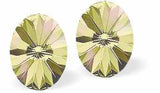 Sparkly Austrian Crystal Oval Rivoli Style Stud Earrings by Byzantium in Light Luminous Green  with Sterling Silver Earwires
