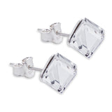 Austrian Crystal Oblique Cube Stud Earrings, 4mm and 6mm in size in Clear Crystal with Sterling Silver Earwires