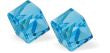 Sparkly Austrian Crystal Oblique Cube Stud Earrings by Byzantium, 4mm and 6mm in size in Crisp Aquamarine Blue l with Sterling Silver Earwires