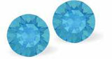 Sparkly Austrian Crystal Diamond-shape Stud Earrings in Light Turquoise Blue, Available in Four sizes with Sterling Silver Earwires