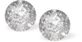 Austrian Crystal Diamond-shape Stud Earrings in Silver Patina with Sterling Silver Earwires 
