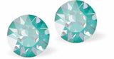 Austrian Crystal Diamond-shape Stud Earrings in Laguna Delite Blue with Sterling Silver Earwires
