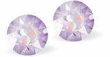 Austrian Crystal Diamond-shape Stud Earrings in Lavender Delite with Sterling Silver Earwires