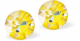 Austrian Crystal Diamond-shape Stud Earrings in Sunshine Yellow Delite with Sterling Silver Earwires