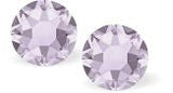 Austrian Crystal Diamond-shape Stud Earrings in Smoky Mauve, 4mm, 6mm, 7mm and 8mm in size with Sterling Silver Earwires