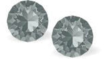 Austrian Crystal Diamond-shape Stud Earrings in Black Diamond, 6mm in size with Sterling Silver Earwires