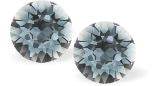 Austrian Crystal Diamond-shape Stud Earrings in Indian Sapphire, Available in 2 sizes with Sterling Silver Earwires