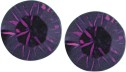 Austrian Crystal Diamond-shape Stud Earrings in Purple Velvet, with Sterling Silver Earwires