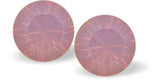 Austrian Crystal Diamond-shape Stud Earrings in Rose Water Opal Pink, Available in 2 sizes with Sterling Silver Earwires