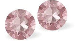 Sparkly Austrian Crystal Diamond-shape, Elegant Stud Earrings Round, Multi Faceted Crystal  6mm, 10mm and 11mm in diameter Colour: Light Rose Pink Sterling Silver Earwires Delivered in a soft, black, velveteen pouch