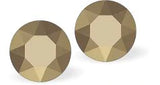 Austrian Crystal Diamond-shape Stud Earrings in Metallic Light Gold with Sterling Silver Earwires.