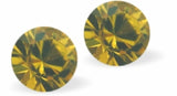 Austrian Crystal Diamond-shape Stud Earrings in Lime Green, 6mm in size with Sterling Silver Earwires