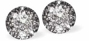 Sparkly Austrian Crystal Diamond-shape, Elegant Stud Earrings Round, Multi Faceted Crystal, 8mm in size Colour: Black Patina with Scarlet Red Sterling Silver Earwires