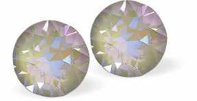 Austrian Crystal Diamond-shape Stud Earrings in Serene Grey DeLite, 8mm in size with Sterling Silver Earwires