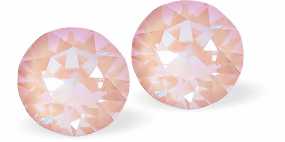 Austrian Crystal Diamond-shape Stud Earrings in Dusty Pink DeLite, 8mm in size with Sterling Silver Earwires