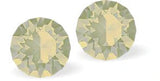 Austrian Crystal Diamond-shape Stud Earrings in Light Sand Opal with Sterling Silver Earwires