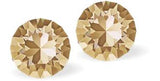 Austrian Crystal Diamond-shape Stud Earrings in Golden Shadow with Sterling Silver Earwires