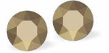 Austrian Crystal Diamond-shape Stud Earrings in Metallic Light Gold, 7mm in size with Sterling Silver Earwires
