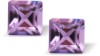 Austrian Crystal Xillion Square Stud Earrings in Violet Purple in Two Sizes with Sterling Silver Earwires