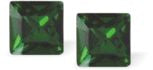 Austrian Crystal Xillion Square Stud Earrings in Dark Moss Green,6mm in size with Sterling Silver Earwires