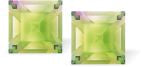 Austrian Crystal Xillion Square Stud Earrings in Luminous Green in Two Sizes with Sterling Silver Earwires