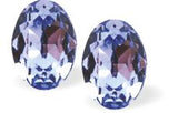 Austrian Crystal Oval Stud Earrings in Provence lavender Purple with Sterling Silver Earwires