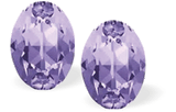 Austrian Crystal Oval Stud Earrings in Violet Purple with Sterling Silver Earwires