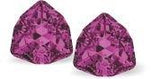 Austrian Crystal Trilliant Triangular Stud Earrings in Amethyst Purple with Sterling Silver Earwires