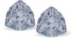Austrian Crystal Trilliant Triangular Stud Earrings in Light Blue Shade with Sterling Silver Earwires