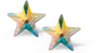 Austrian Crystal Star Stud Earrings in Aurora Borealis with Sterling Silver Earwires