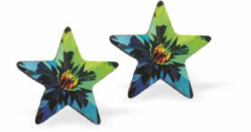 Austrian Crystal Star Stud Earrings in Vitrail Medium with Sterling Silver Earwires