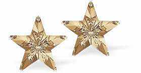 Austrian Crystal Star Studs in Golden Shadow with Sterling Silver Earwires