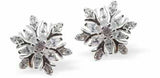 Sparkly and Glittery Crystal Encrusted Snowflake Stud Earrings by Byzantium, Rhodium Plated