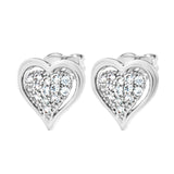 Sparkly Austrian Crystal Heart Shaped Stud Earrings by Byzantium, Rhodium Plated
