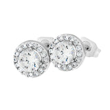 Sparkly Austrian Crystal Delicate Classic Round Stud Earrings by Byzantium, Rhodium Plated