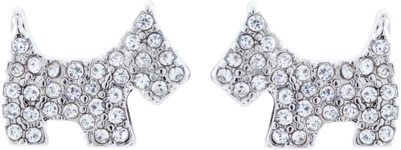 Crystal Scottie Dog Stud Earrings, Rhodium Plated