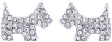 Crystal Scottie Dog Stud Earrings, Rhodium Plated