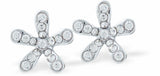 Crystal Encrusted Sparkling Snowflake Stud Earrings, Rhodium Plated