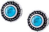 Turquoise Centred Circular Stud Earrings, Rhodium Plated
