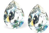 Austrian Crystal Pear Shape Stud Earrings in Aurora Borealis with Sterling Silver Earwires
