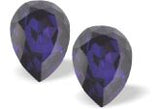 Austrian Crystal Pear Shape Stud Earrings in Purple Velvet with Sterling Silver Earwires