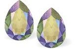 Austrian Crystal Pear Shape Stud Earrings in Paradise Shine with Sterling Silver Earwires
