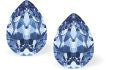 Austrian Crystal Pear Shape Stud Earrings in Montana Blue with Sterling Silver Earwires