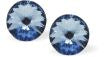 Austrian Crystal Round Eclipse Stud Earrings in Light Sapphire Blue with Sterling Silver Earwires
