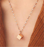 Rose Gold Coloured Oblique Necklace, Titanium Steel
