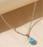 Turquoise Drop Necklace in Golden Titanium Steel