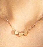 Triple Heart Necklace in Golden Titanium Steel